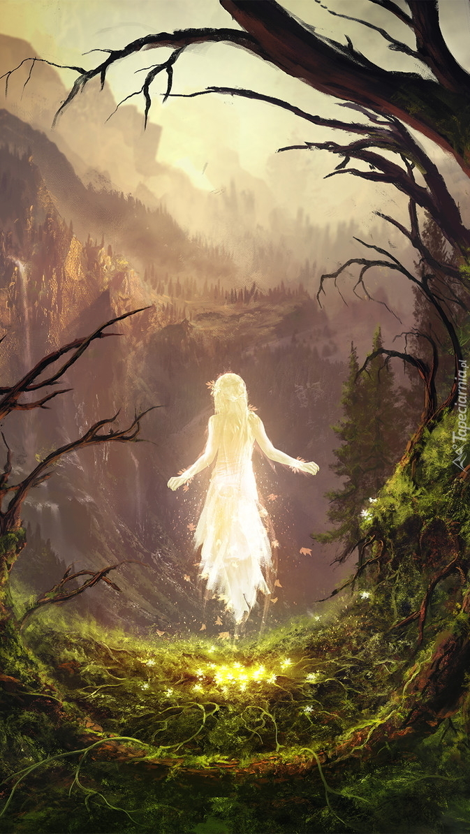 Dziewczyna w lesie w grafice fantasy