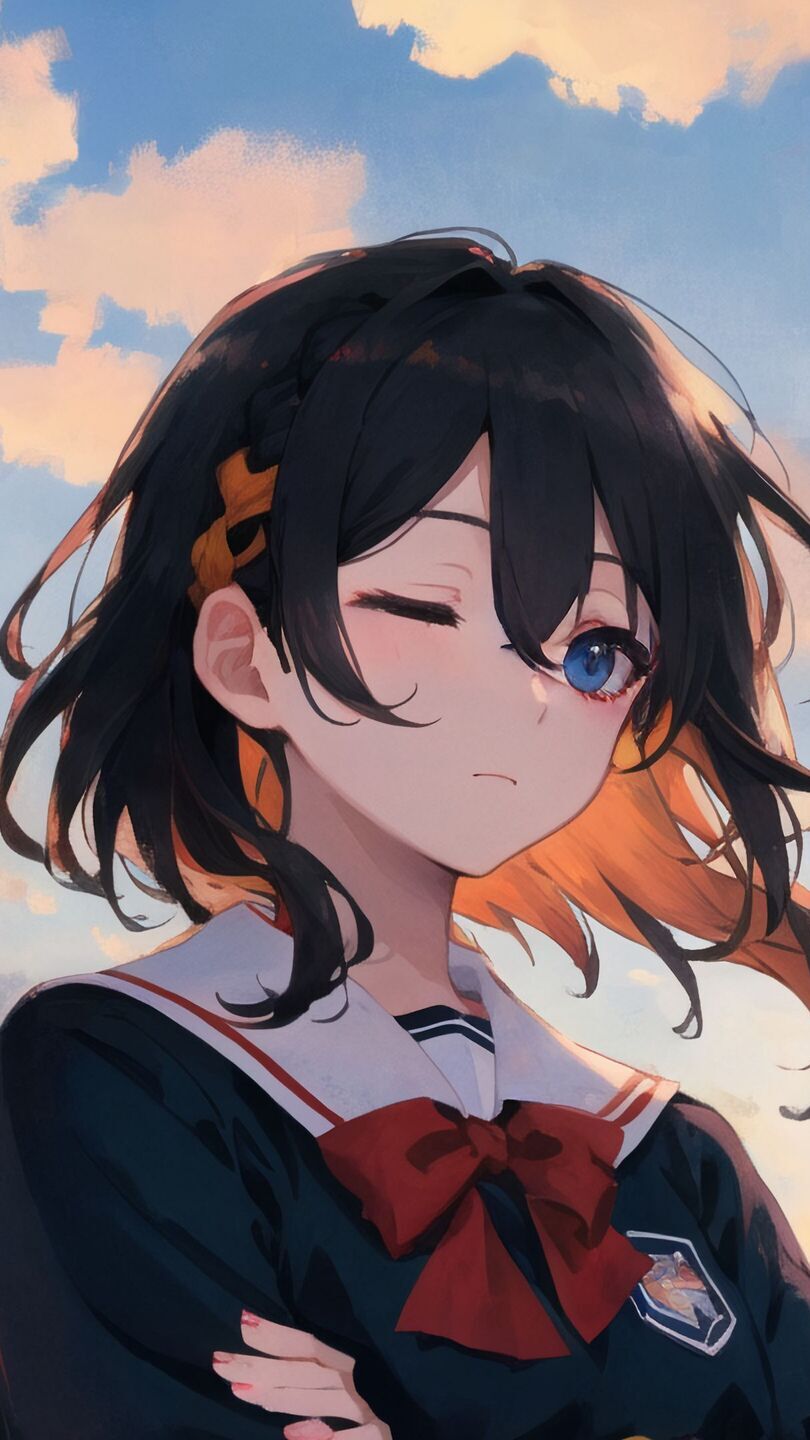 Dziewczyna z przymrużonym okiem w anime