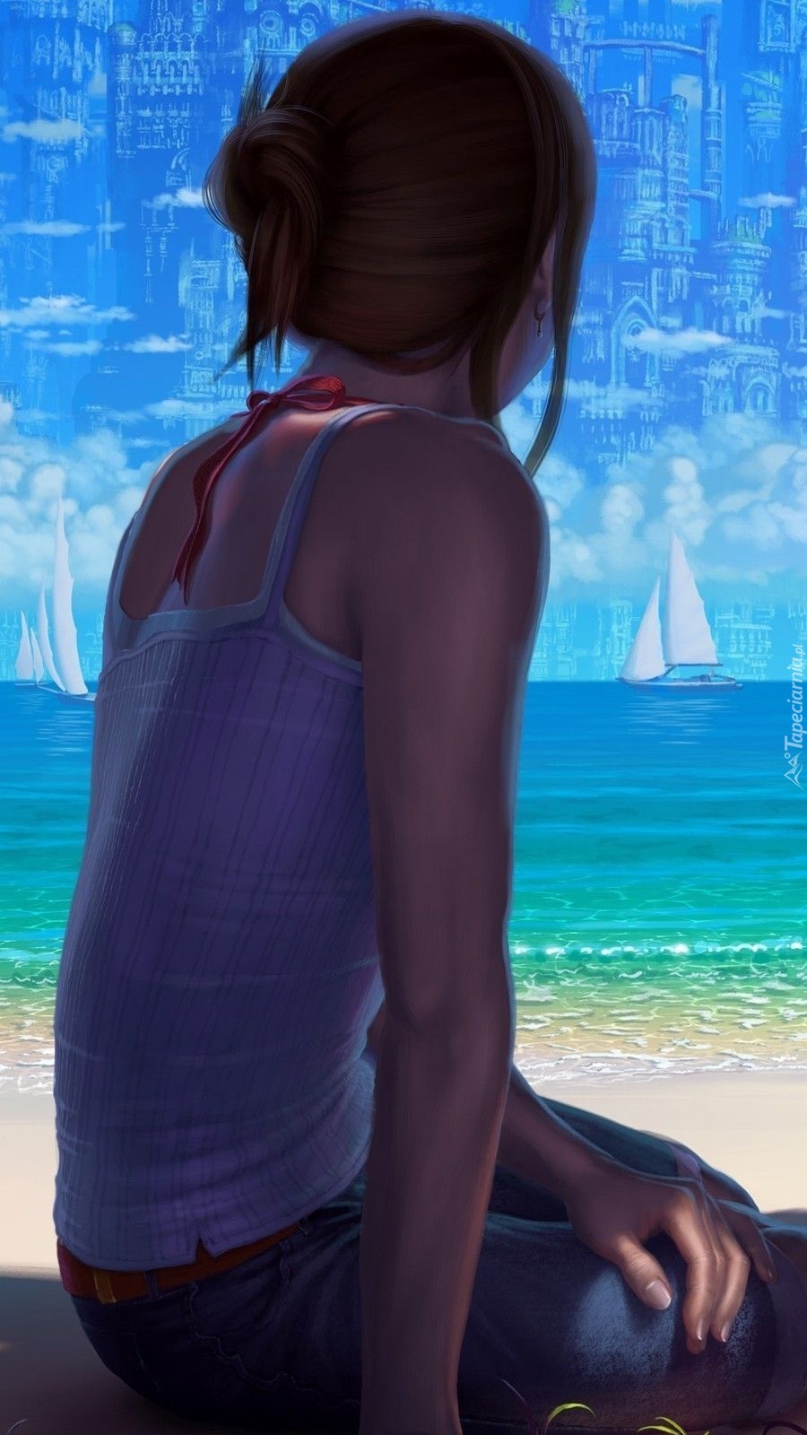 Dziewczyna zapatrzona w morze