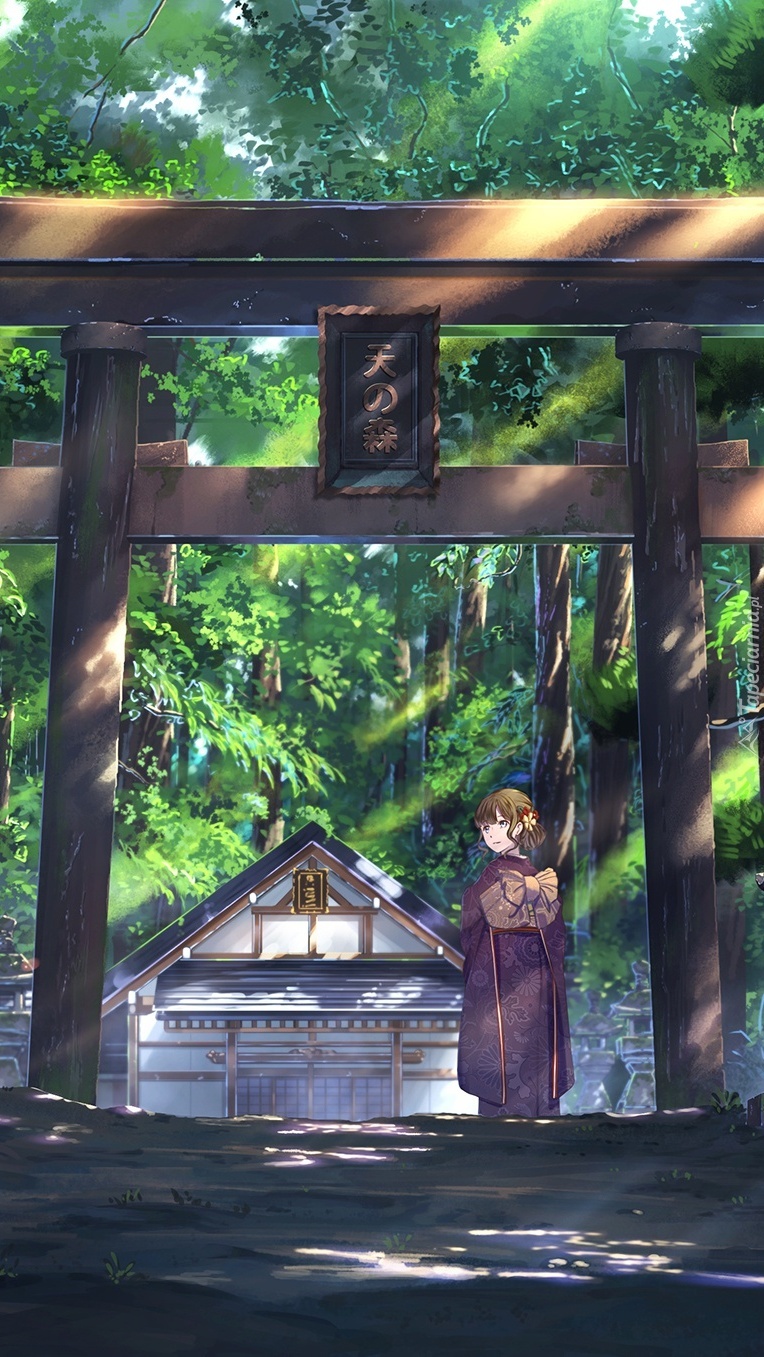 Dziewczynka u bram świątyni