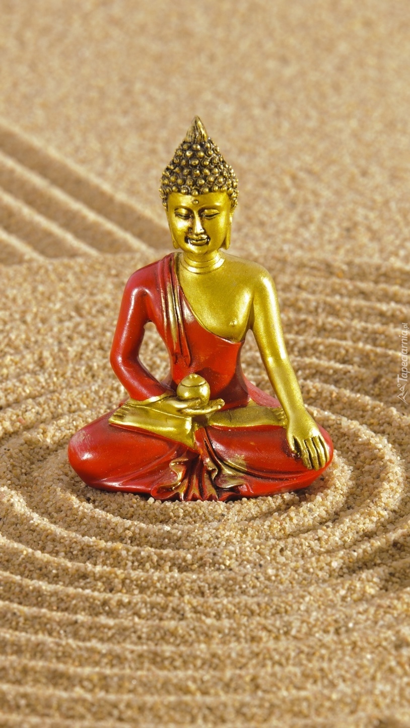Figurka Buddy na piaskowych okręgach