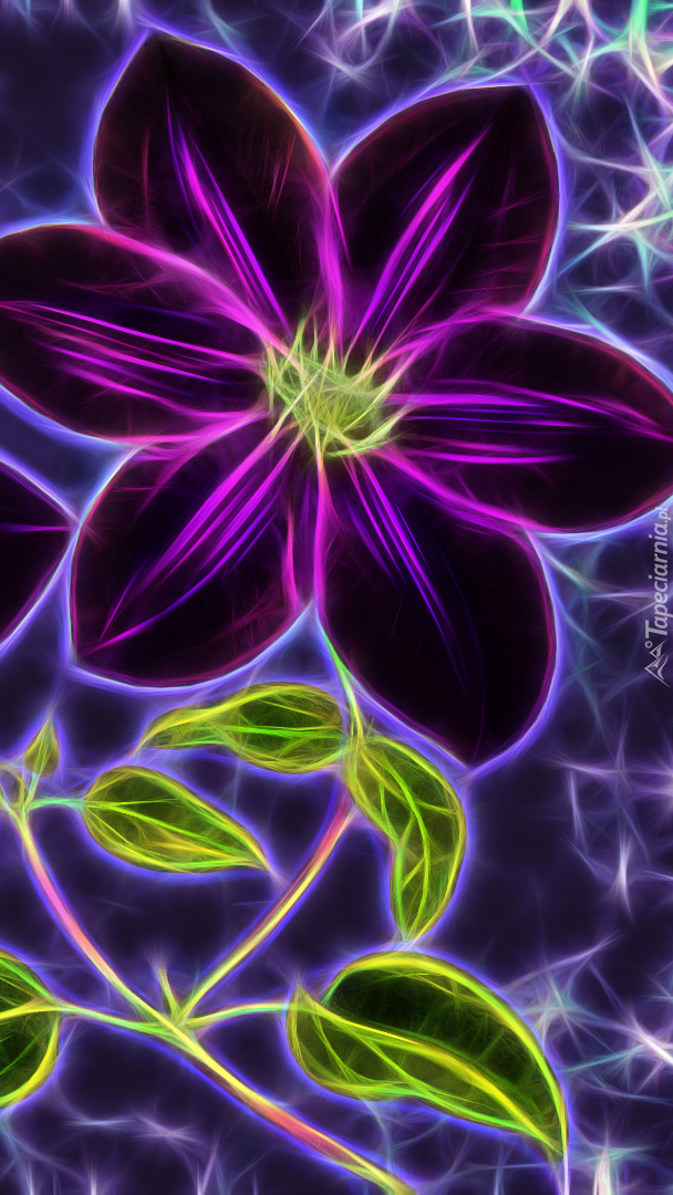 Fioletowy kwiat w grafice fractalius