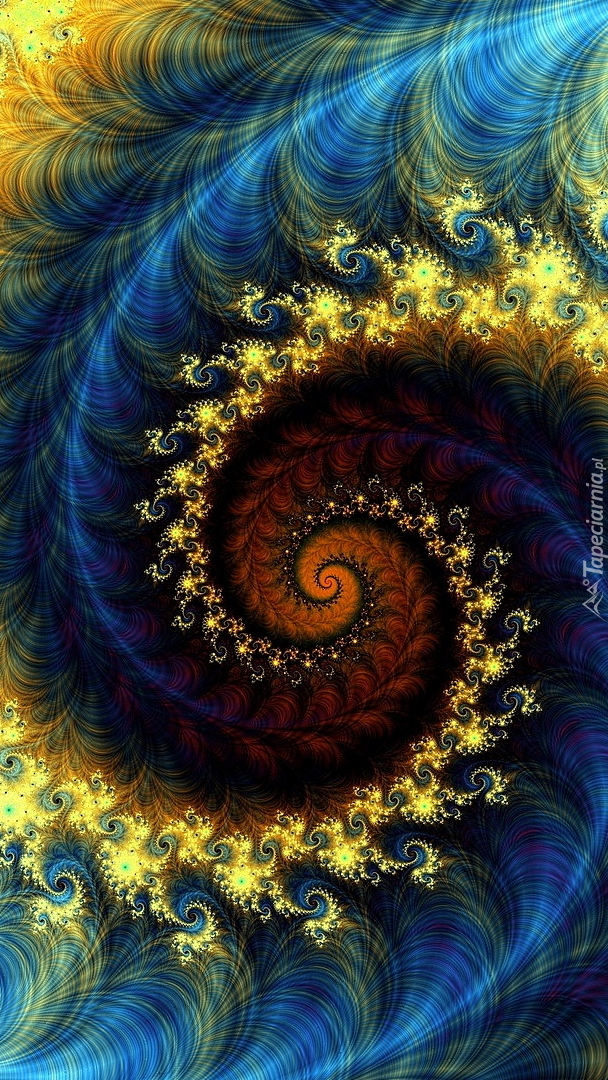 Fraktal spiralny żółto-niebieski
