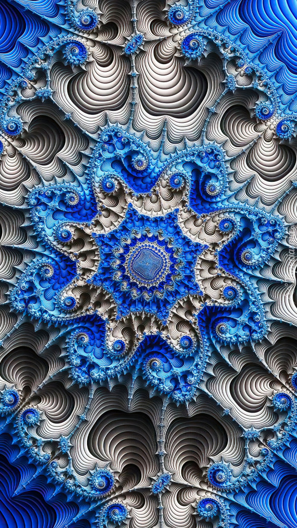 Fraktal z niebieskim wzorem kwiatowym