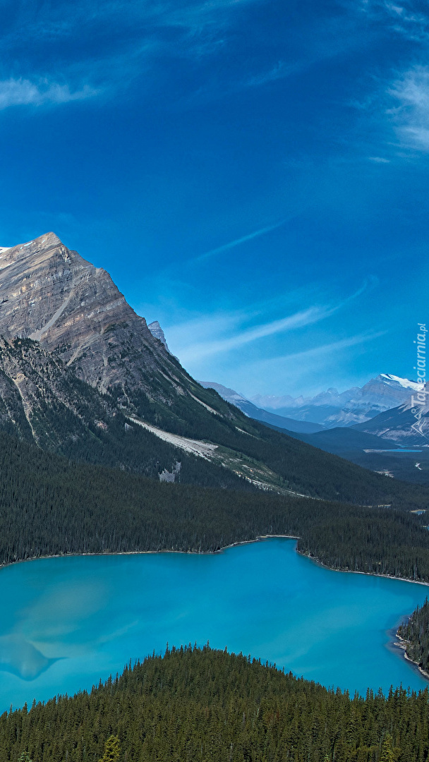 Góry Canadian Rockies nad jeziorem Peyto Lake