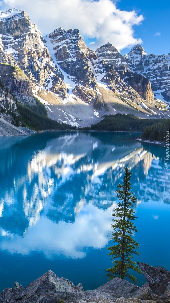 Góry nad jeziorem Moraine Lake