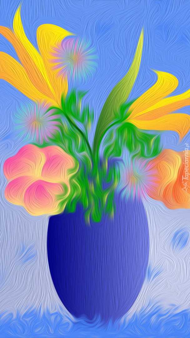 Graficzny wazonik z kwiatami