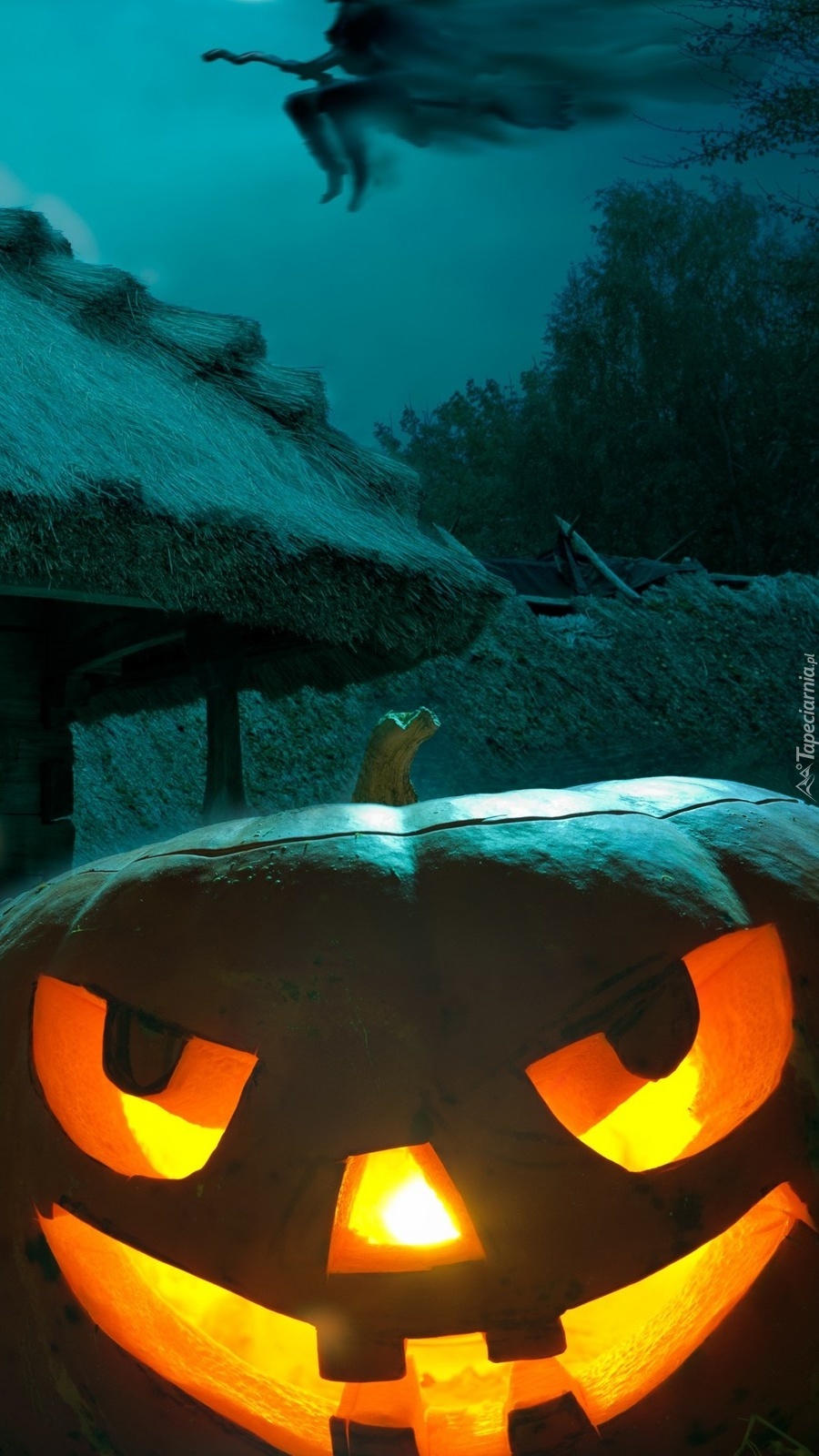 Halloweenowa dynia nocą