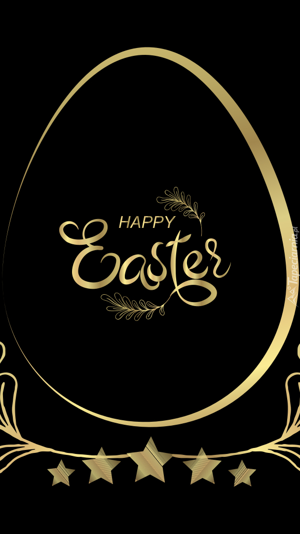 Jajko z napisem Happy Easter na czarnym tle