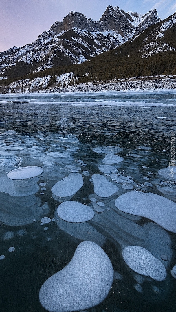 Jezioro Abraham Lake zimą