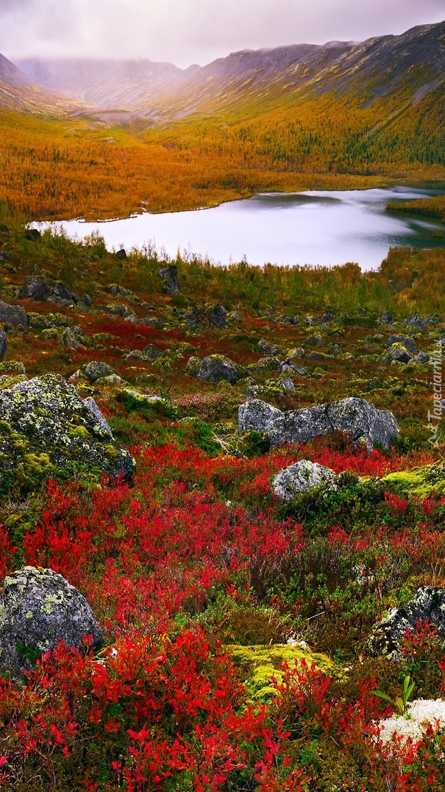 Jezioro i góry Chibiny w Rosji