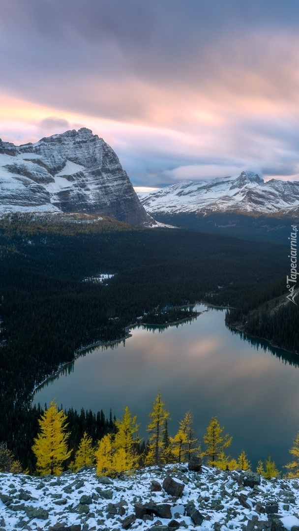 Jezioro Lake OHara i góry Canadian Rockies