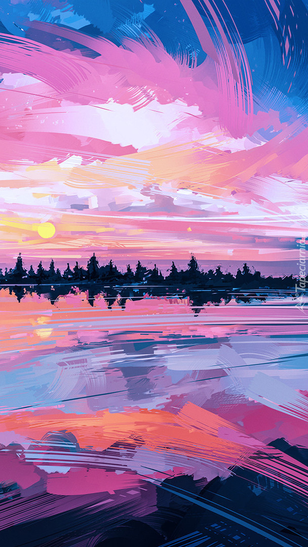 Jezioro w grafice paintography