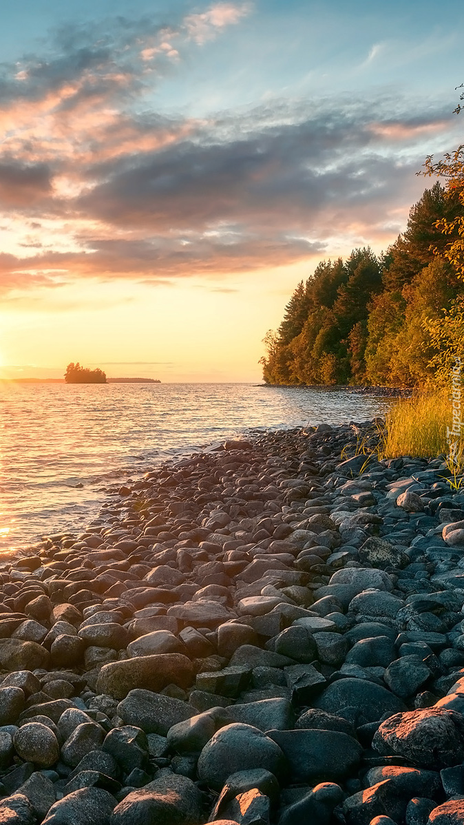 Kamienie nad brzegiem jeziora Onega