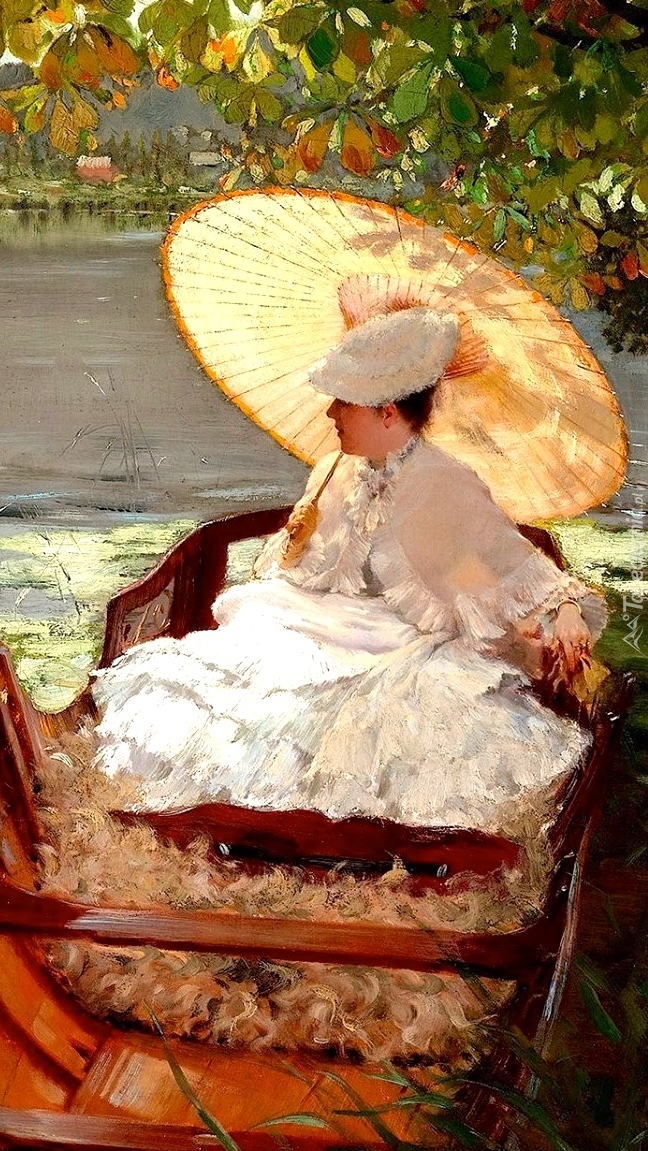 Kobieta w łódce na obrazie Giuseppe de Nittis