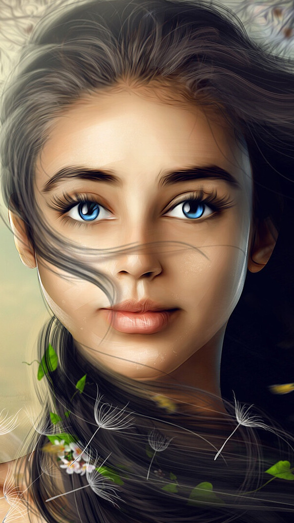 Kobieta z niebieskimi oczami w grafice