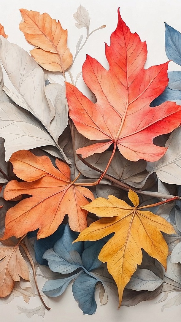 Kolorowe jesienne liście w grafice