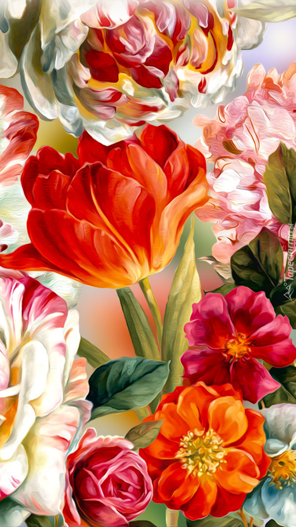 Kolorowe kwiaty w grafice