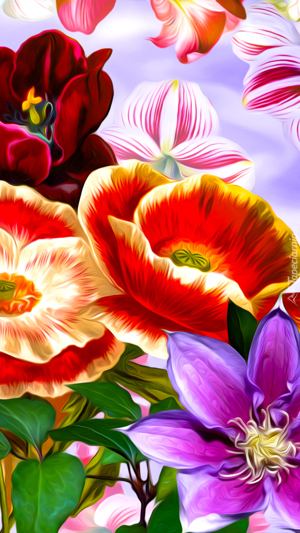 Kolorowe kwiaty w grafice