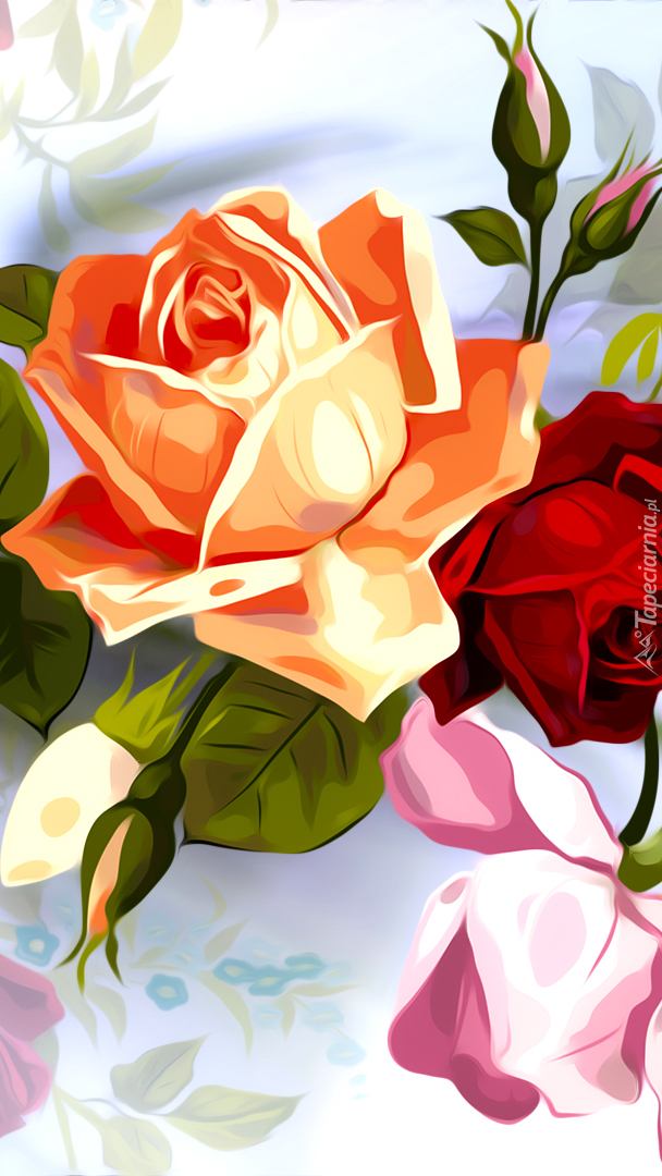 Kolorowe róże w grafice