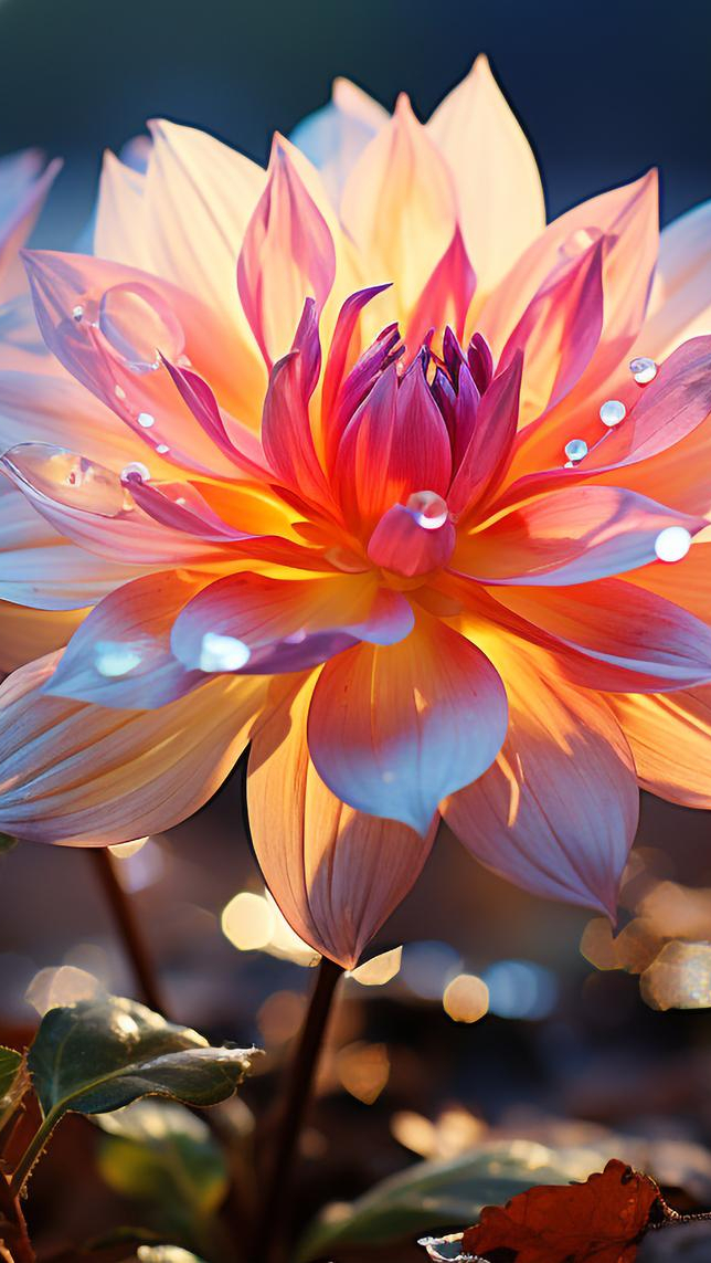 Kropelki wody na rozświetlonym kwiatku