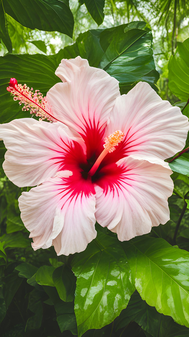 Kwiat rozwiniętego hibiskusa w zbliżeniu