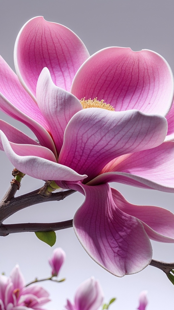 Kwiat rozwiniętej różowej magnolii w zbliżeniu