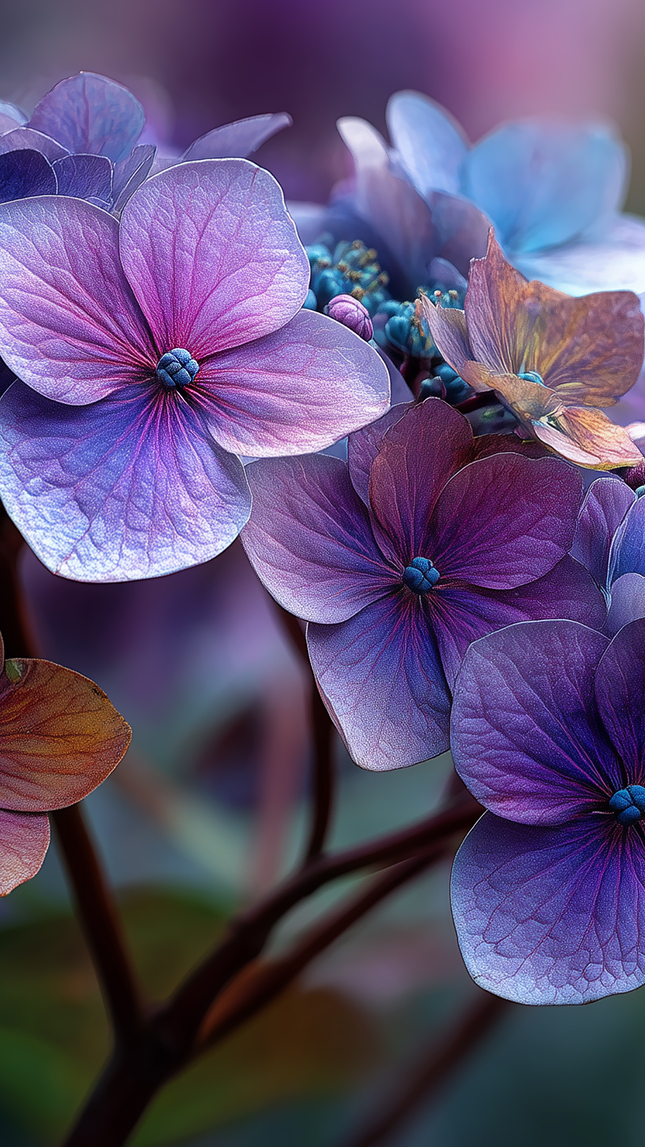 Kwiaty hortensji w grafice