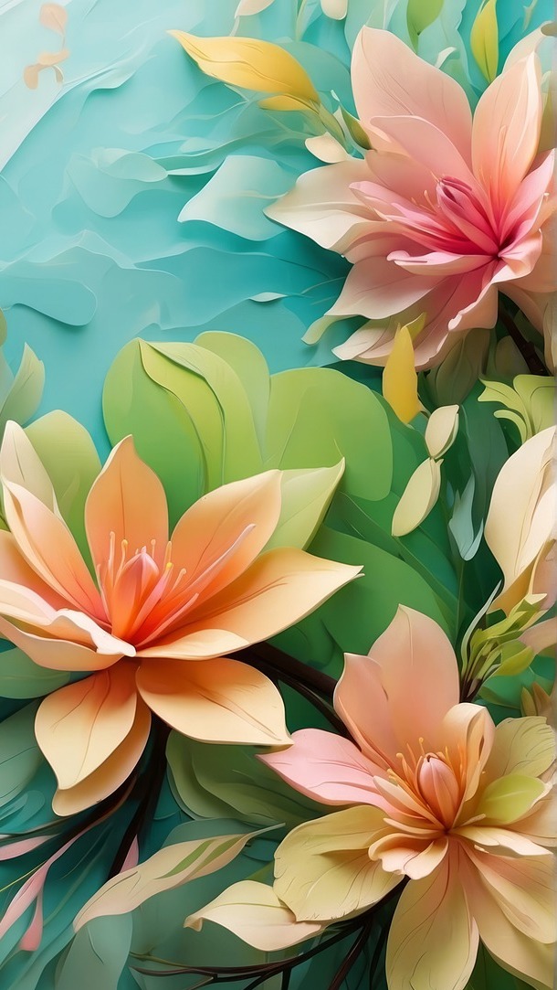 Kwiaty i liście w 2D