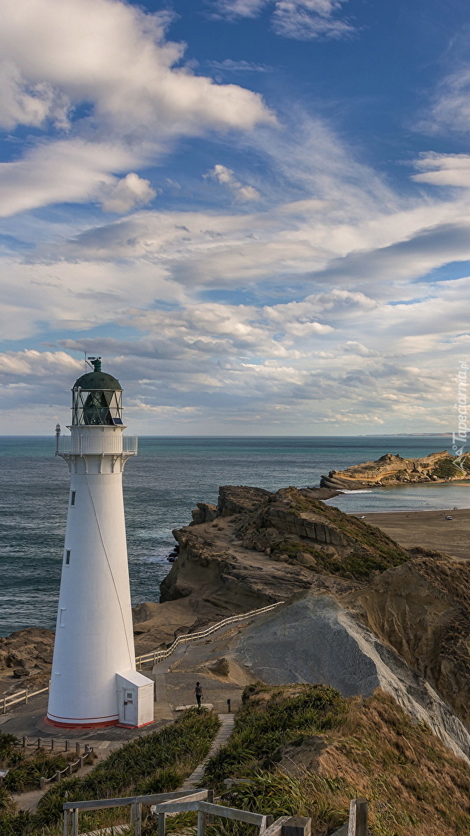 Latarnia morska Castlepoint Lighthouse na skałach
