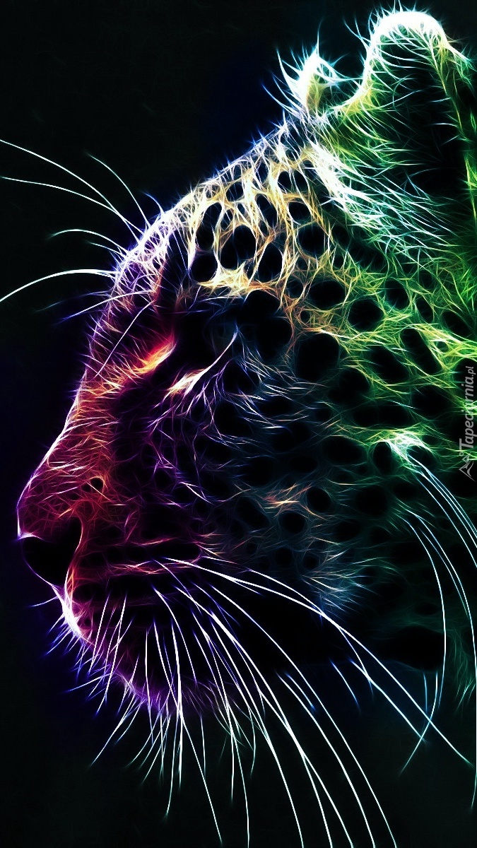 Łeb leoparda w grafice fractalius