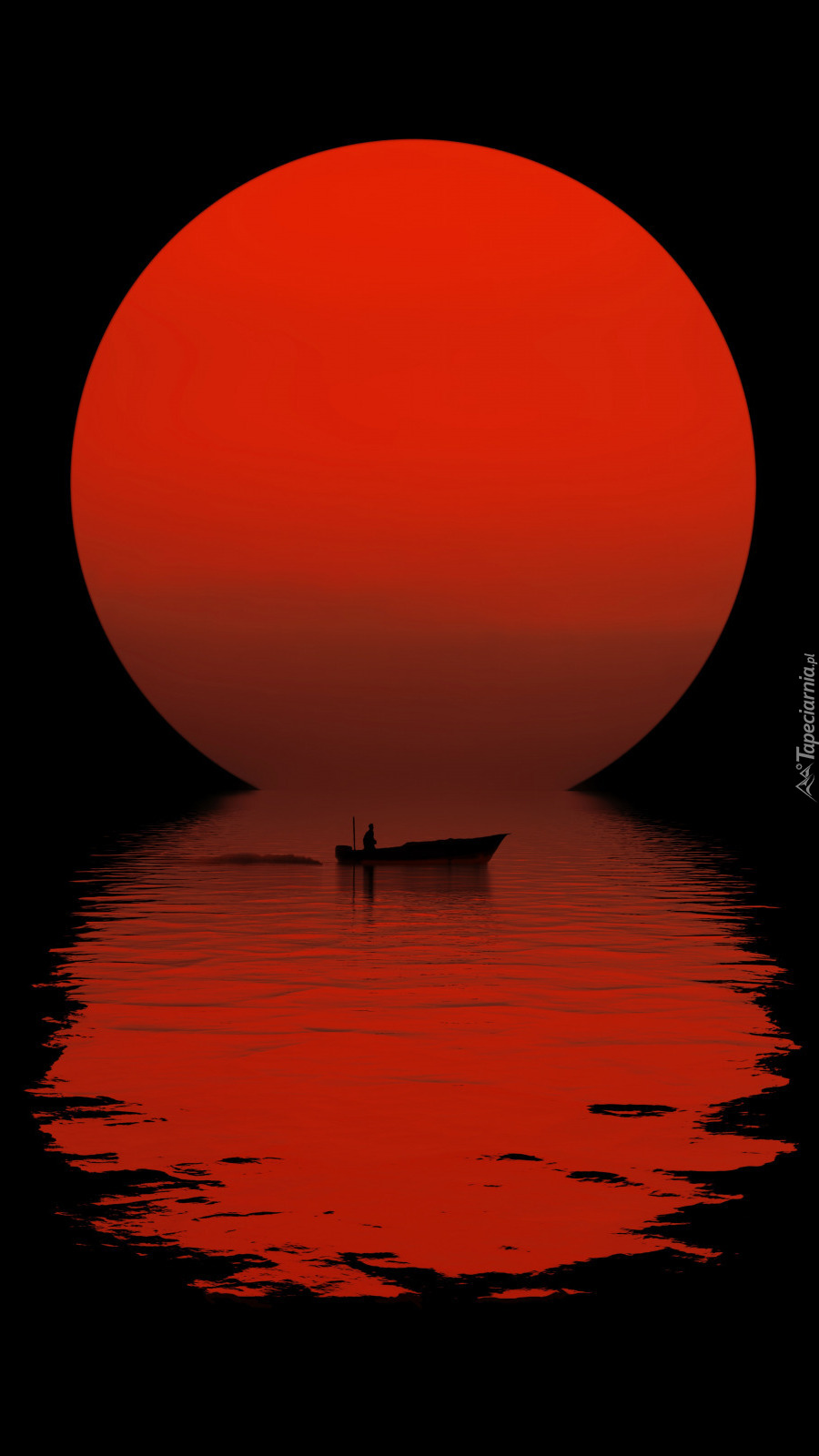 Łódka na tle zachodu słońca nad morzem