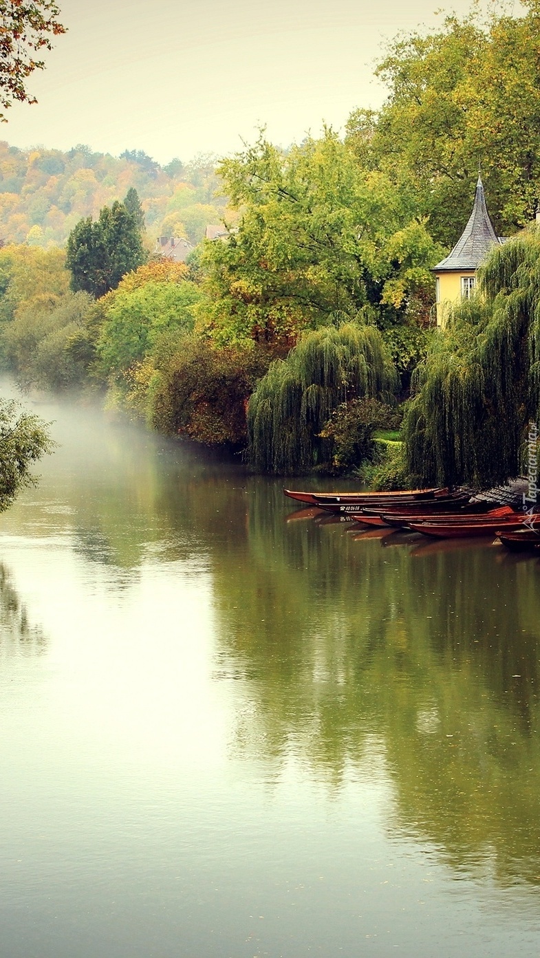 Łódki na brzegu rzeki w Niemczech