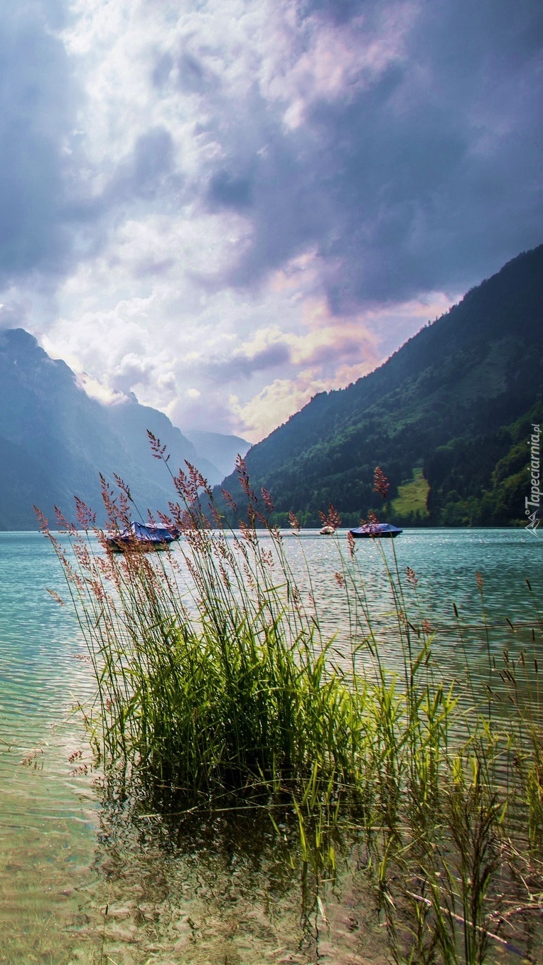 Łódki pływające po jeziorze w Szwajcarii