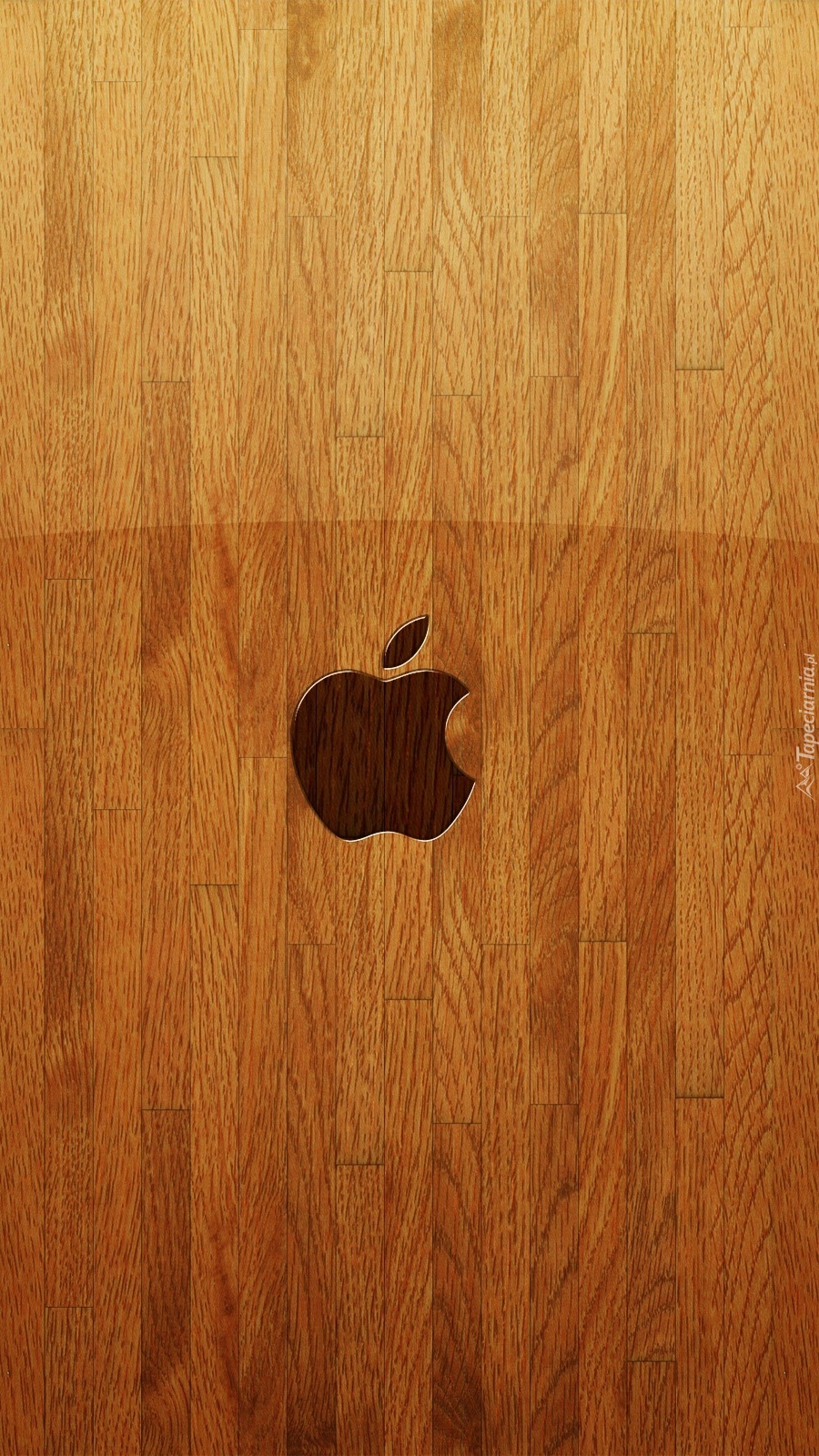 Logo Apple z drewnianym motywem