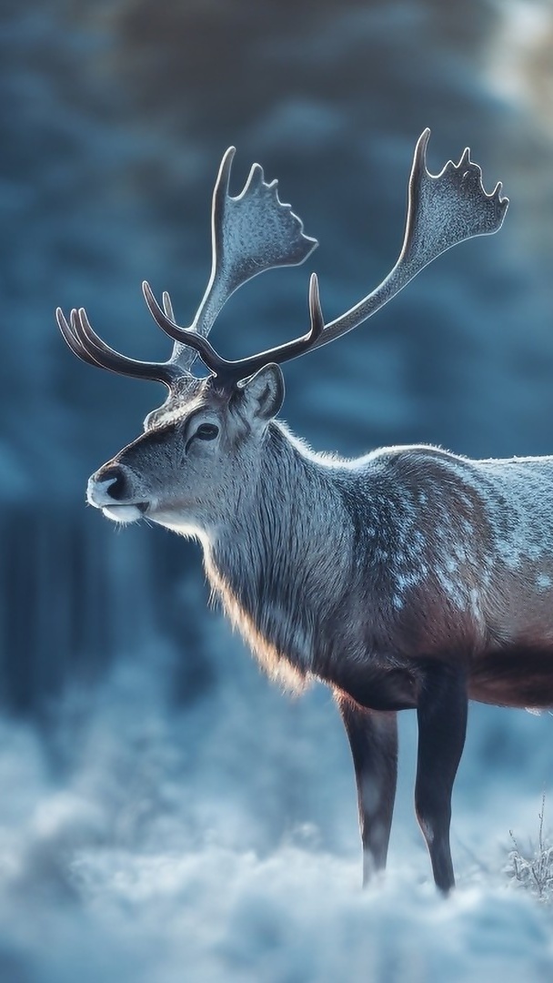 Łoś w śniegu