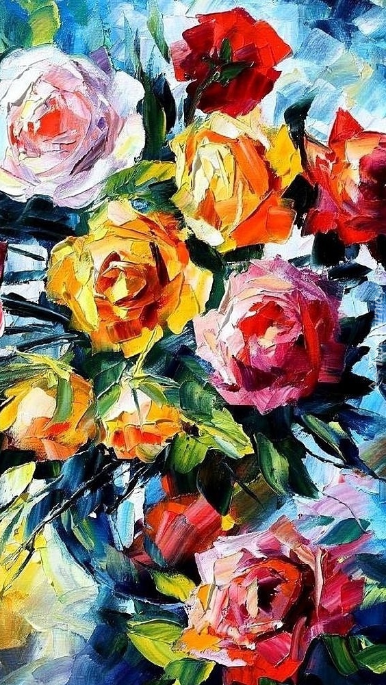 Malowane róże na obrazie