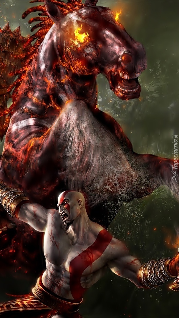 Mężczyzna z koniem z gry God of War 3