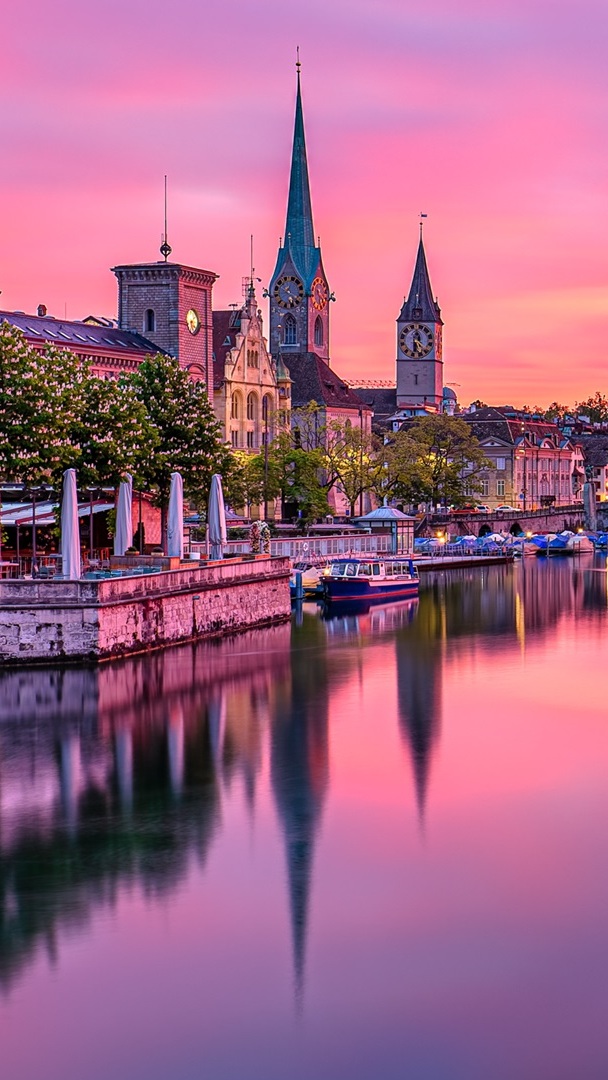 Miasto Zurych nad rzeką Limmat