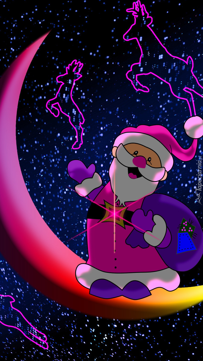 Mikołaj na księżycu w 2D