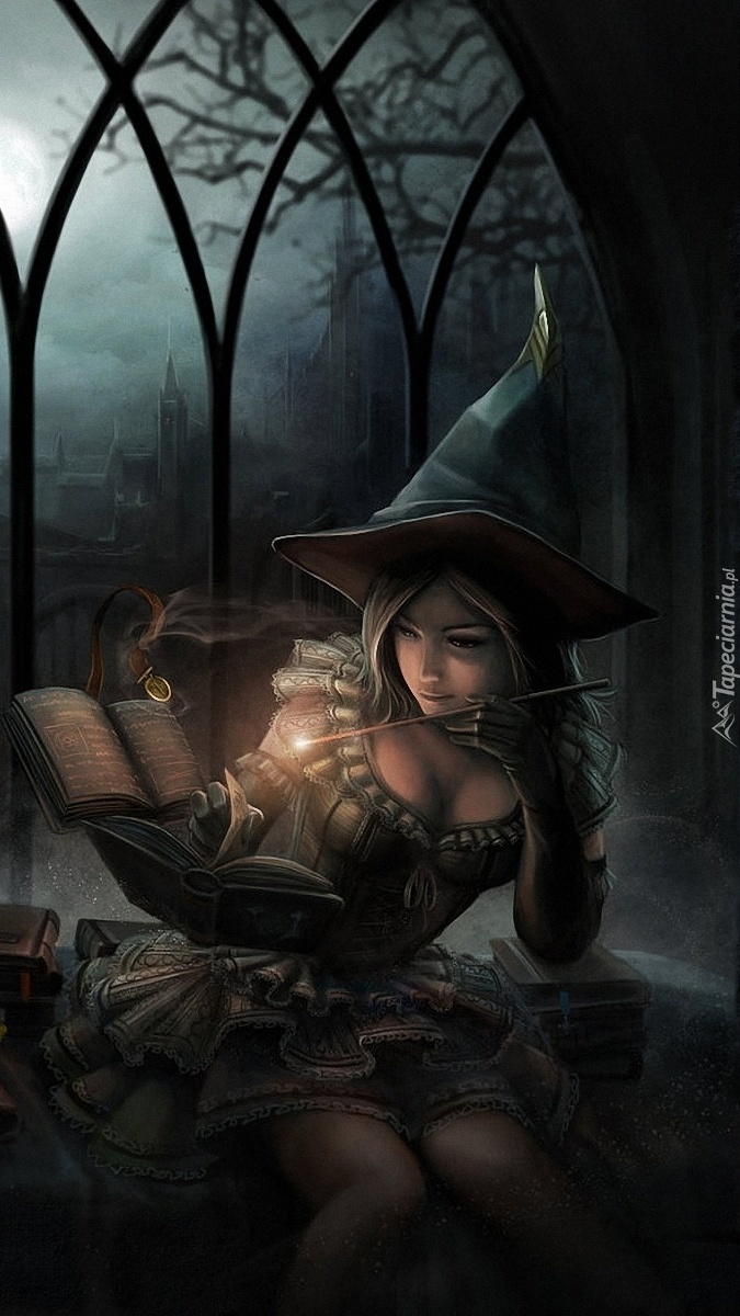 Młoda czarownica z książką
