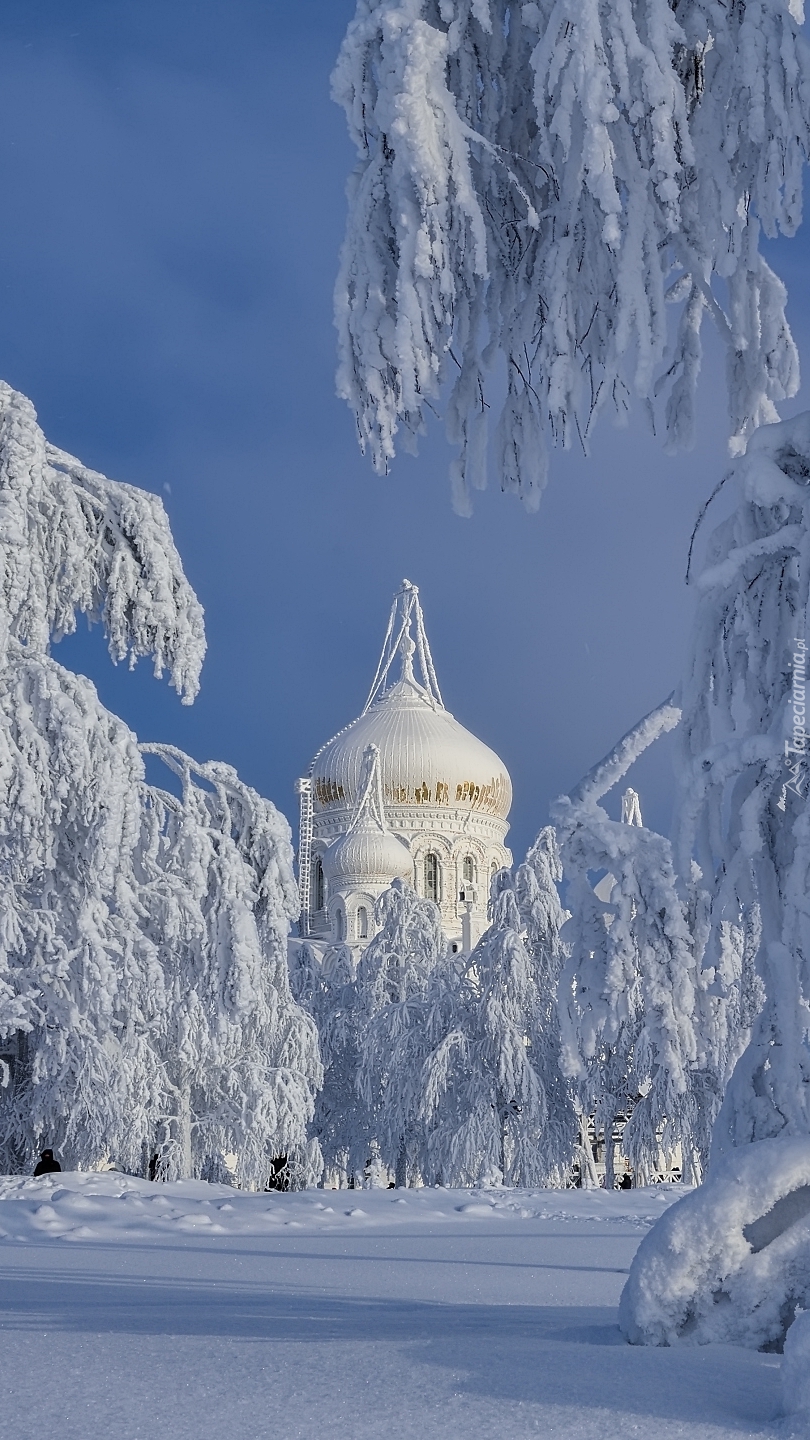 Monaster św Mikołaja w zimowej scenerii