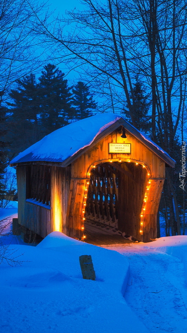 Most Tannery Hill Covered Bridge zimą