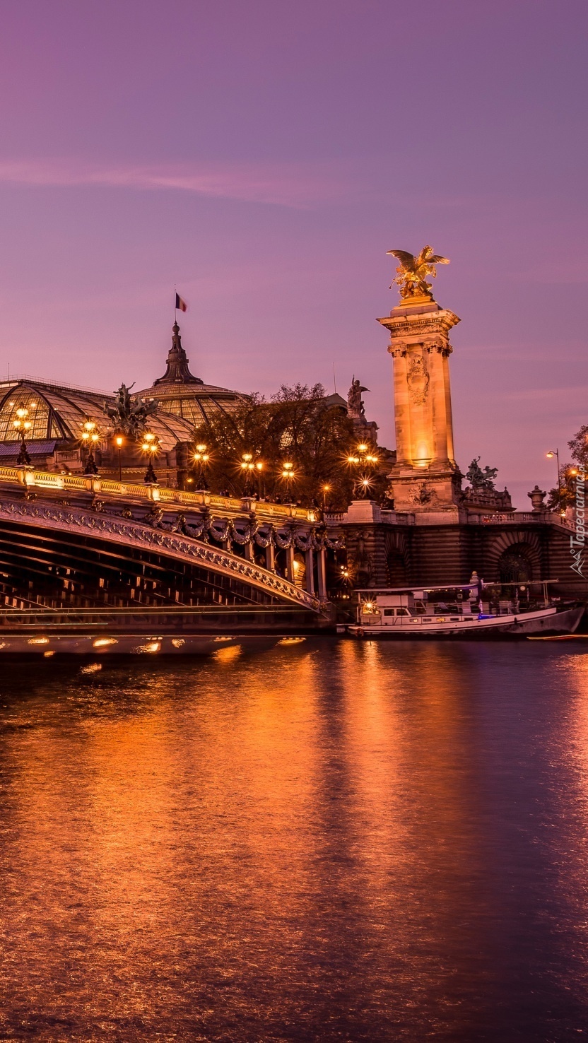 Most w Paryżu nocą