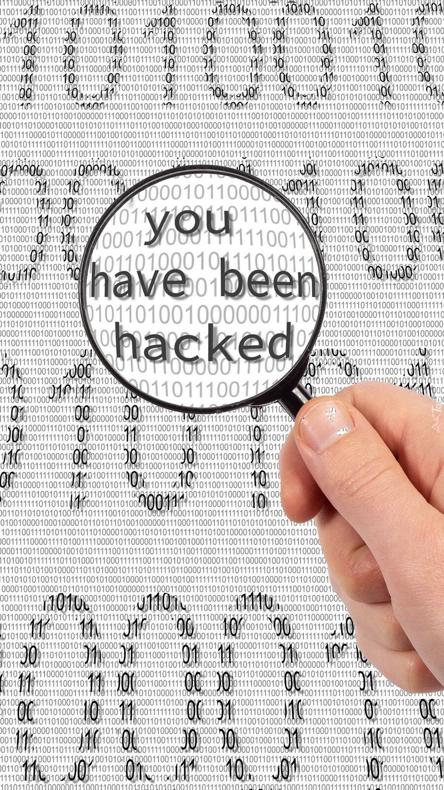 Napis pod lupą you have been hacked