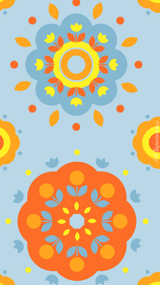 Niebieski i pomarańczowy kwiat w 2D