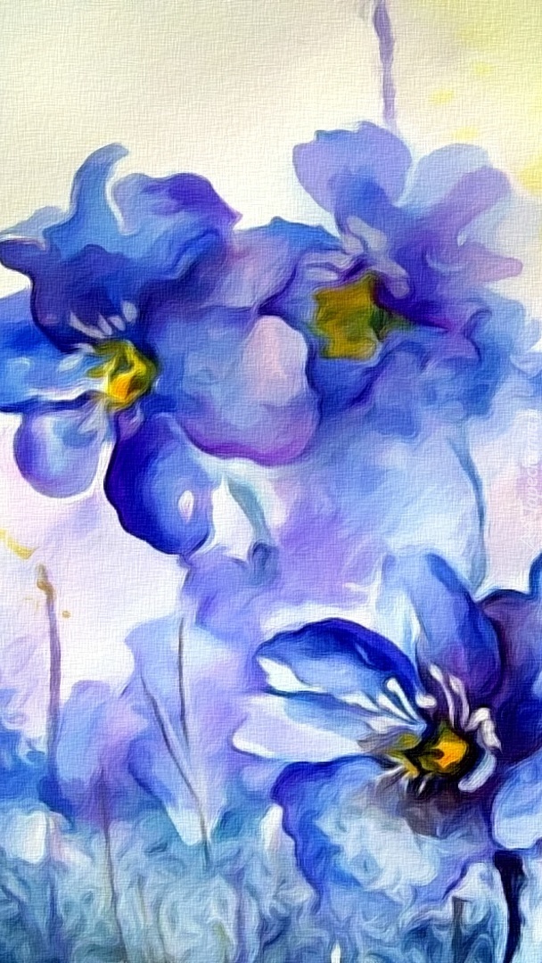 Niebieskie kwiaty w akwareli