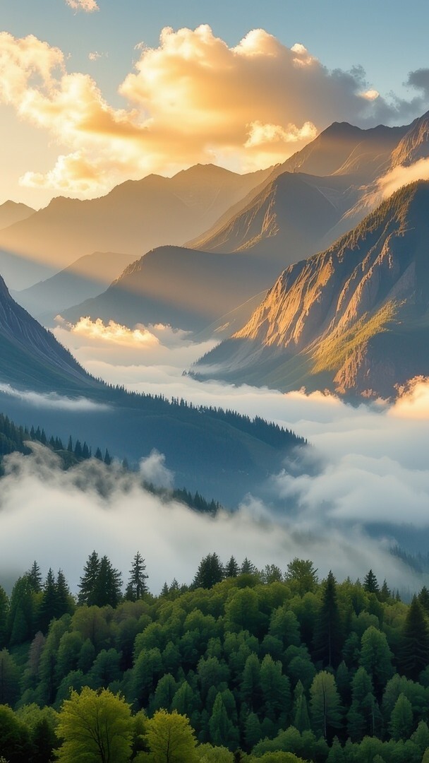 Opadająca mgła nad doliną