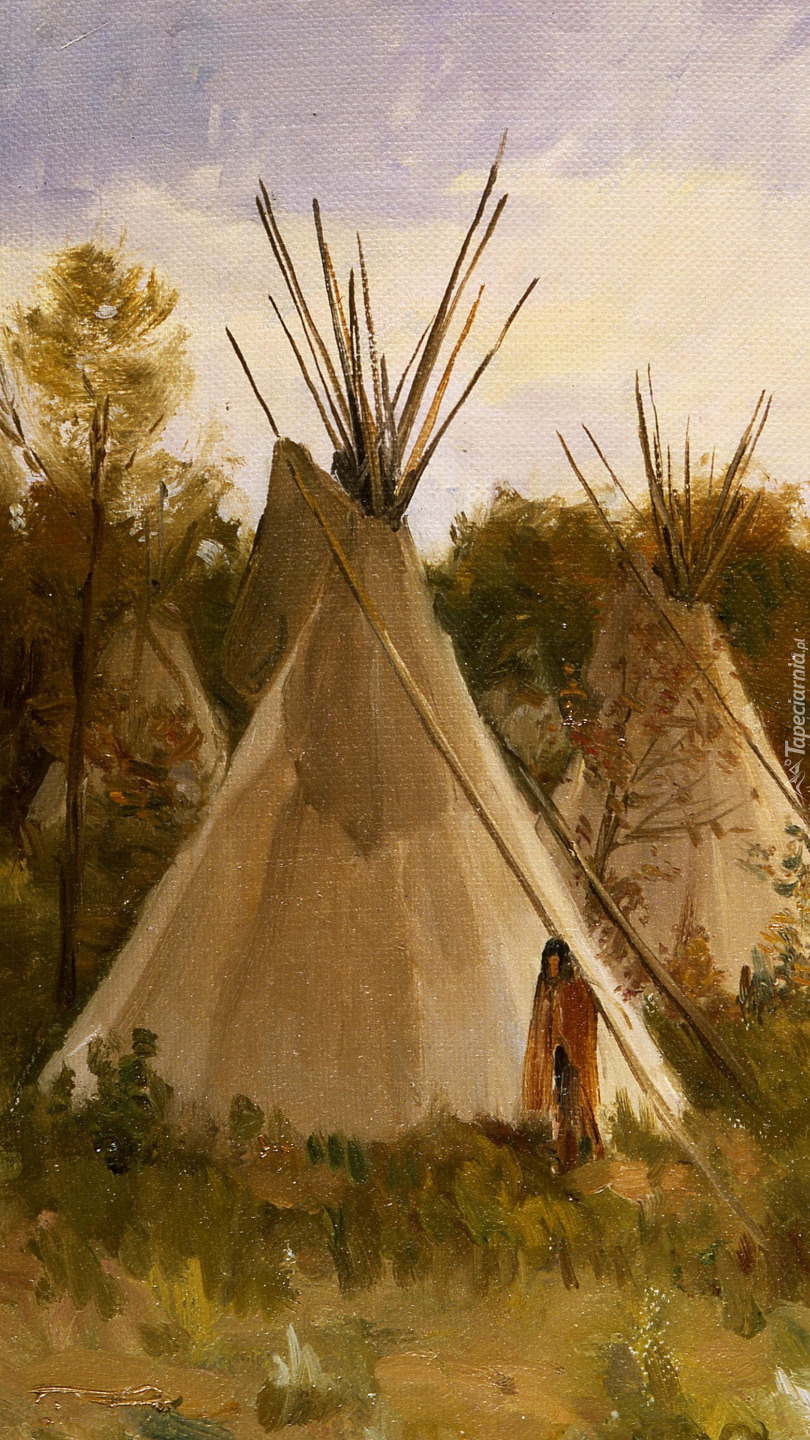 Osada indiańska na obrazie Josepha Sharpa