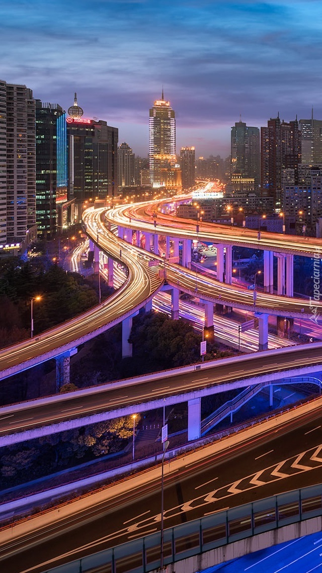 Oświetlone drogi w Szanghaju